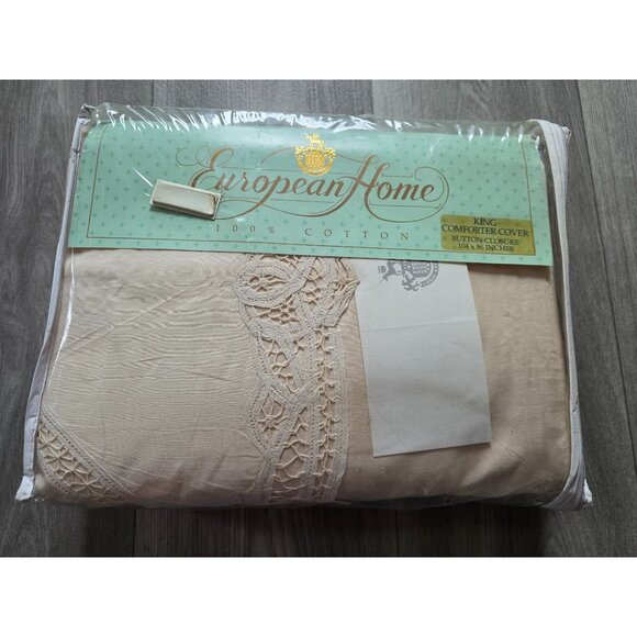 Vtg NOS European Home King Comforter Cover 104x86 Inches Button Closure 100% Cot - Picture 3 of 6